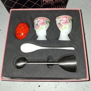 Mevis Line Boiled Eggs Cups Set Cups Timer Spoons Egg Topper Cracker